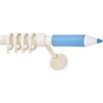 Μεταλλικό Παιδικό Κουρτινόξυλο Pencil Εκρού-Γαλάζιο Φ25 160cm