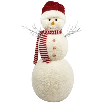 Πάνινος Χριστουγεννιάτικος Διακοσμητικός Χιονάνθρωπος 41x56x101cm D022130091-1WH