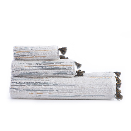 Face Towel 50x90 NEF-NEF Premium Collection Halfway Ecru/Green 100% Cotton