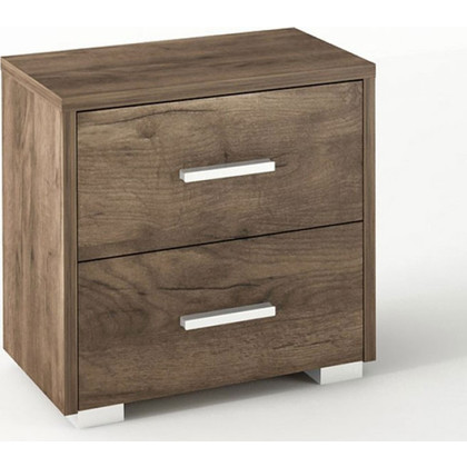Bedside Table with Two Drawers 50x48x34cm Sarris Bross SB7 Walnut