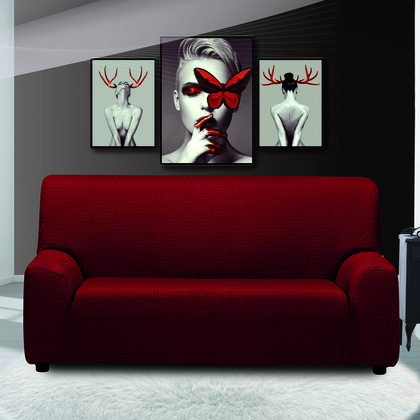 Three Seater Sofa Elastic Cover 180-230cm SB Home Livingroom Collection Sabrina/ Bordo