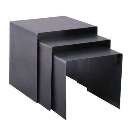 3 pcs. Coffee Tables 45x40x45/43x38x41/41x36x37cm ZWW Iron Antique Black