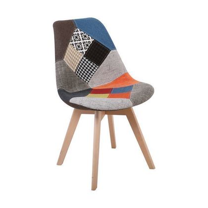 Chair Wood/ Fabric Patchwork 49x57x82cm ZWW Martin