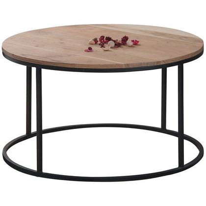 Sofa Table D.75x43cm Acacia Natural Finish (Black Paint) ZWW Nabi