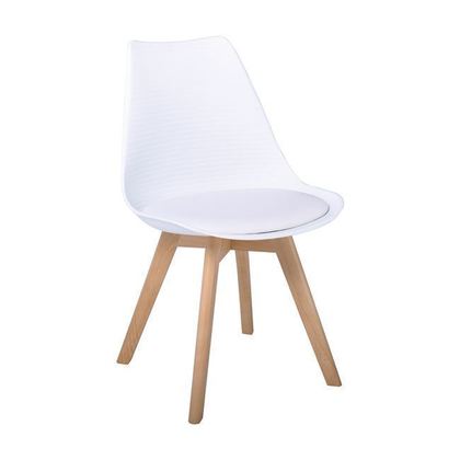 Σετ 4 τμχ Καρέκλα Ξύλινο πόδι / PP Άσπρο 49x56x82cm ΖWW Martin Stripe ΕΜ136,14S