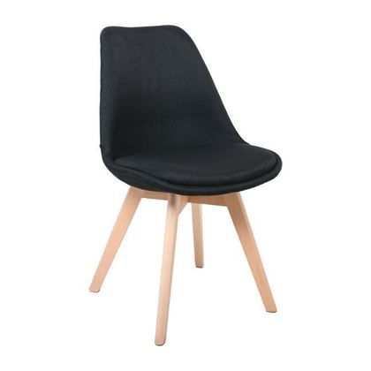 Σετ Καρέκλες 4 τμχ  Ξύλο/ Ύφασμα Μαύρο/ Μονταρισμένη Ταπετσαρία 49x57x82cm ΖWW Martin ΕΜ136,24F
