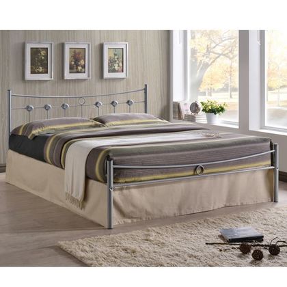 Κρεβάτι Διπλό Μέταλλο Βαφή Silver (Στρώμα 140x190cm) ZWW Dugan  Ε8084,1