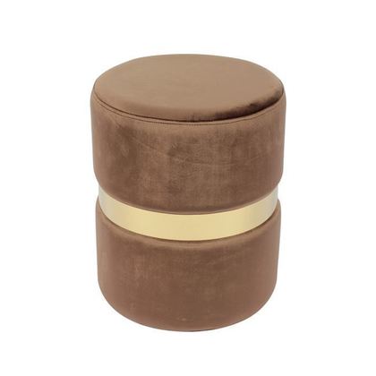 Stool Gold/Fabric Brown Velure D.35x43cm ZWW Tommy
