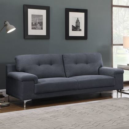 Three Seater Sofa Blue-Grey Fabric 211x89x85cm ZWW Note