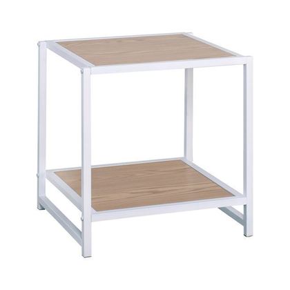 Bed Side Table White Metal/ MDF Natural 48x44x50cm ZWW Atos
