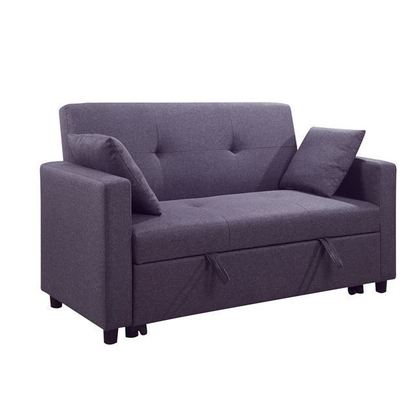 Two Seater Sofa Bed / Fabric Brown-Purple 154x100x93cm (Bed 130x190x44) ZWW Imola