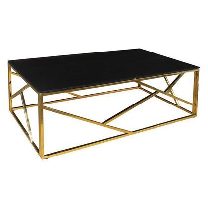 Coffee Table Gold Chrome/ Black Glass 120x60x45cm ZWW Palace