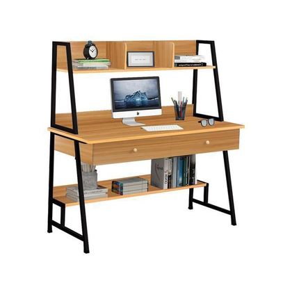 PC Metal Desk 2 Drawers/ 2 Shelves 120x48x73/137cm Black/ Natural ZWW