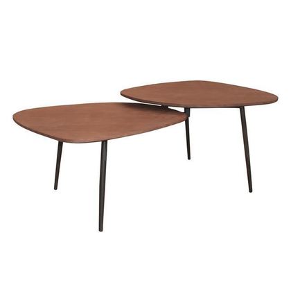 Coffee Table 126x64x40/46cm cm Steel Black/Walnut ZWW Berlin