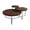 3pcs. Set Coffee Tables Steel Black/ Walnut D42x55cm/ D62x48cm/ D82x40cm ZWW Bob