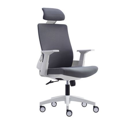 Manager Armchair White/ Mesh-Fabric Grey 64x66x116/128cm ZWW BF8900
