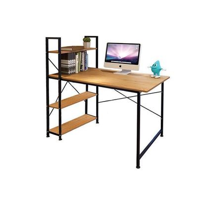 PC Metal Desk (4 shelves) 100x48x70/118cm Black/Natural ZWW ΕΟ402,2