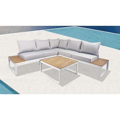 Set (Corner Sofa + Table) Alu White/ Cushion Grey ZWW Mexico