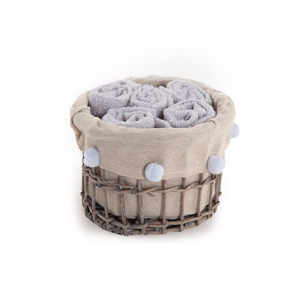 Hand Towels 30x30cm 5pcs. Set in a Basket NEF-NEF Please/ Grey