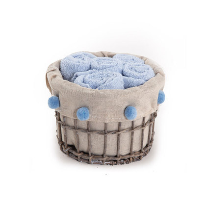 Hand Towels 30x30cm 5pcs. Set in a Basket ​ NEF-NEF Please/ Blue