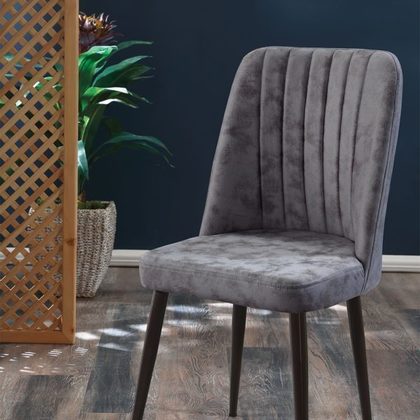 Chair Grey Fabric/ Metal Brown 46x49x92cm Fidelio Delux