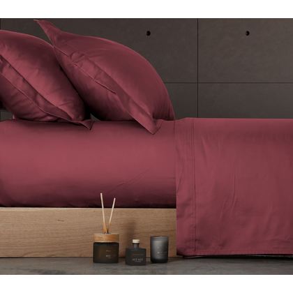 King Size Bed Sheet 280x270cm Sateen Cotton NEF-NEF Elements/ Bordeaux 024609