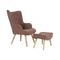 Set Armchair & Stool, Dark Brown Fabric 69x76x97cm & 52x38x35cm ZWW Maron Button Set ΕΜ143,1S