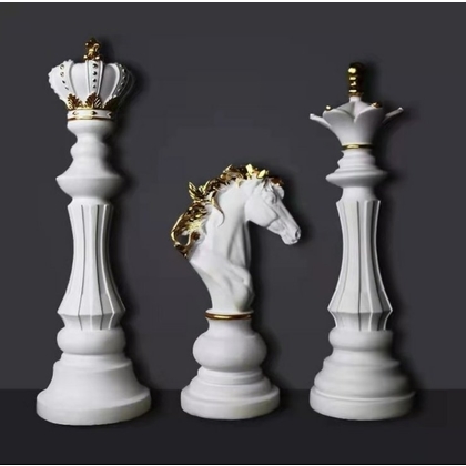 Διακοσμητική Φιγούρα Σκάκι 42cm Natural Home Βασιλιάς/ Λευκό