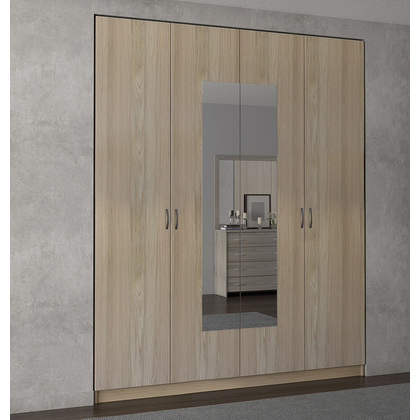Wardrobe with 4doors and Mirror/Latte