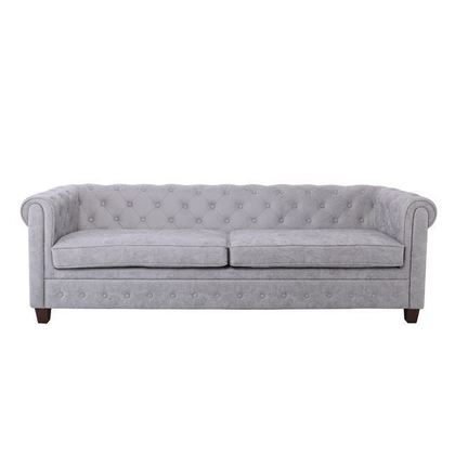 Three Seater Sofa Fabric Antique Grey 219x82x80cm ZWW Chesterfield-W