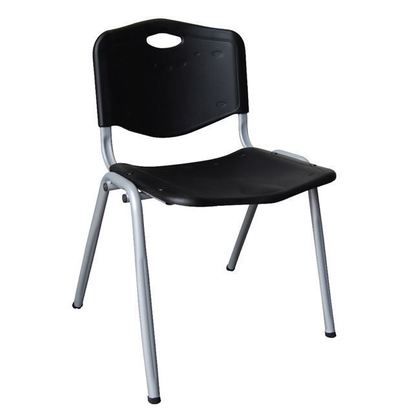 STUDY Καρέκλα Στοιβαζόμενη Μέταλλο Βαφή Silver - PP Μαύρο 53x55x77cm ΕΟ549,1