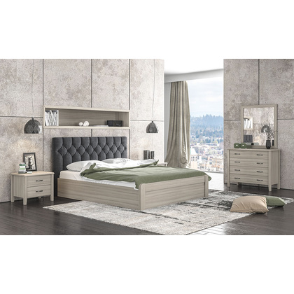 Bedroom Set 5pcs 160x200 N56 Fabric With Choice of Color / Olive Melamine