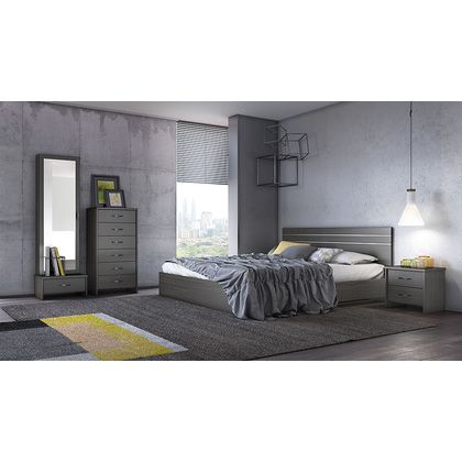 Σετ Κρεβατοκάμαρας 6τμχ (κρεβάτι για στρώμα 160x200, 2 κομοδίνα, κολώνα και ολόσωμος καθρέφτης) N1 Βέγκε Μελαμίνη