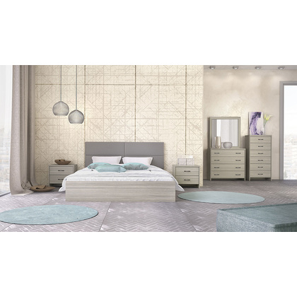 Σετ Κρεβατοκάμαρας 6τμχ (κρεβάτι για στρώμα 160x200, 2 κομοδίνα, τουαλέτα με καθρέφτη,κολώνα) N6 Όλιβ Μελαμίνη