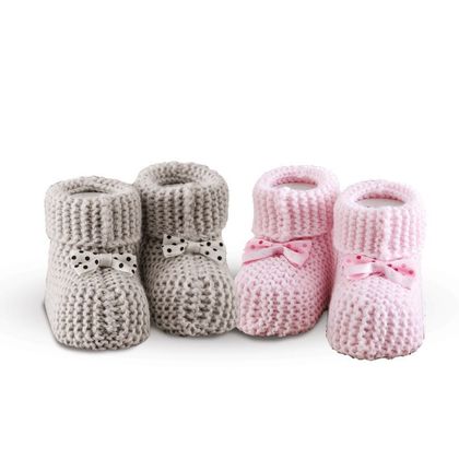 Σετ Παπουτσάκια Αγκαλιάς Νο9 SB Home Baby Shoes 100% Acrilic Ροζ - Γκρι