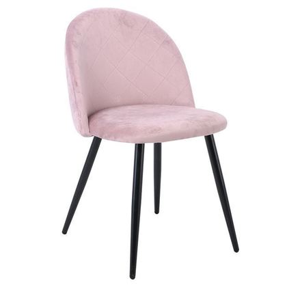 Σετ 4τμχ Καρέκλα Μέταλλο Βαφή Μαύρο / Ύφασμα Velure Dirty Pink 50x57x81cm ZWW Bella ΕΜ759,1