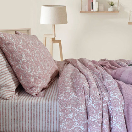 Bed Sheets Set 4pcs 240x265cm Nexttoo 3169 100% Cotton Percale 160TC Pink
