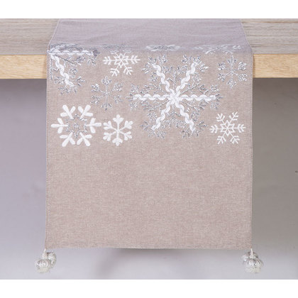 Christmas Runner 33x150cm Cotton/ Polyester NEF-NEF Christmas Collection Christmas Snow 029493