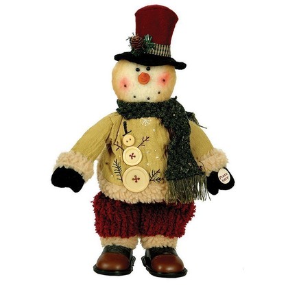 Χριστουγεννιάτικος Λούτρινος Διακοσμητικό Χιονάνθρωπος Με Μουσική 25cm 607003