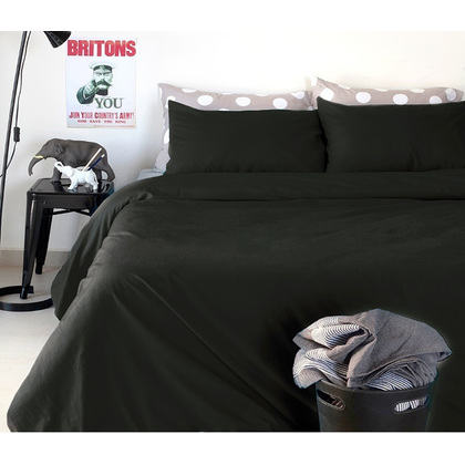 Single Bed Sheets Set 170x270  Melinen Home Urban Black 100% Cotton 144 TC