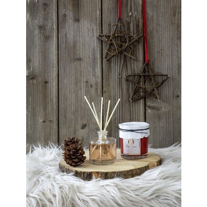 Air Freshner with Sticks 100ml & Scented Candle 130gr Set Nima Home Ginger Brown 27169