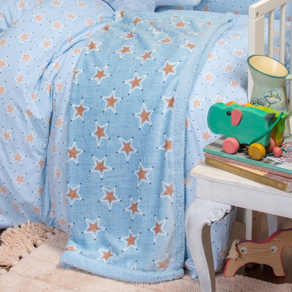 Baby's Blanket Fleece Mini Stars Boy 105x160 Melinen Home 100% Polyester