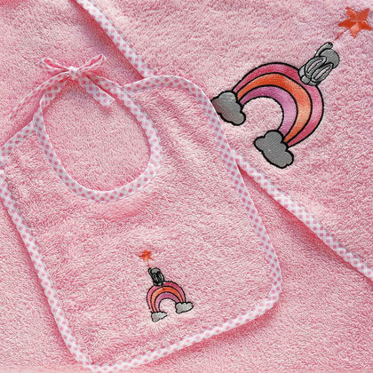 Σαλιάρα 20x25 Melinen Home Baby Collection Wish Pink 100% Βαμβάκι 
