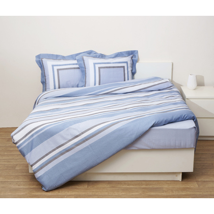 Blanket Set 220x240 Anna Riska Prime Collection Alcazar Blue Cotton Satin