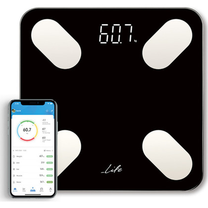 Bluetooth ηλεκτρονική ζυγαριά μπάνιου με δωρεάν application και 12 μετρήσεις. LIFE PETITE SMARTWEIGHT 221-0219