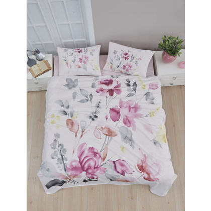 Double Bed Sheets Set 240x260 Viopros Flora 100% Cotton Poplin