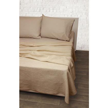 Single Piquet Blanket 160x220 Viopros Melina Beige 60% Cotton 20% Acrylic 20% Polyester