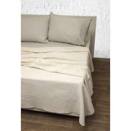 Single Piquet Blanket 160x220 Viopros Melina Ecru 60% Cotton 20% Acrylic 20% Polyester