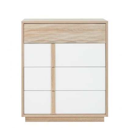 Curtys chest of 4 drawers 89x45x104cm Sonoma Oak / White high gloss lacquer