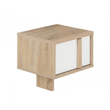 Curtys suspended bedside cabinet 36x42x42cm Sonoma Oak / White high gloss lacquer